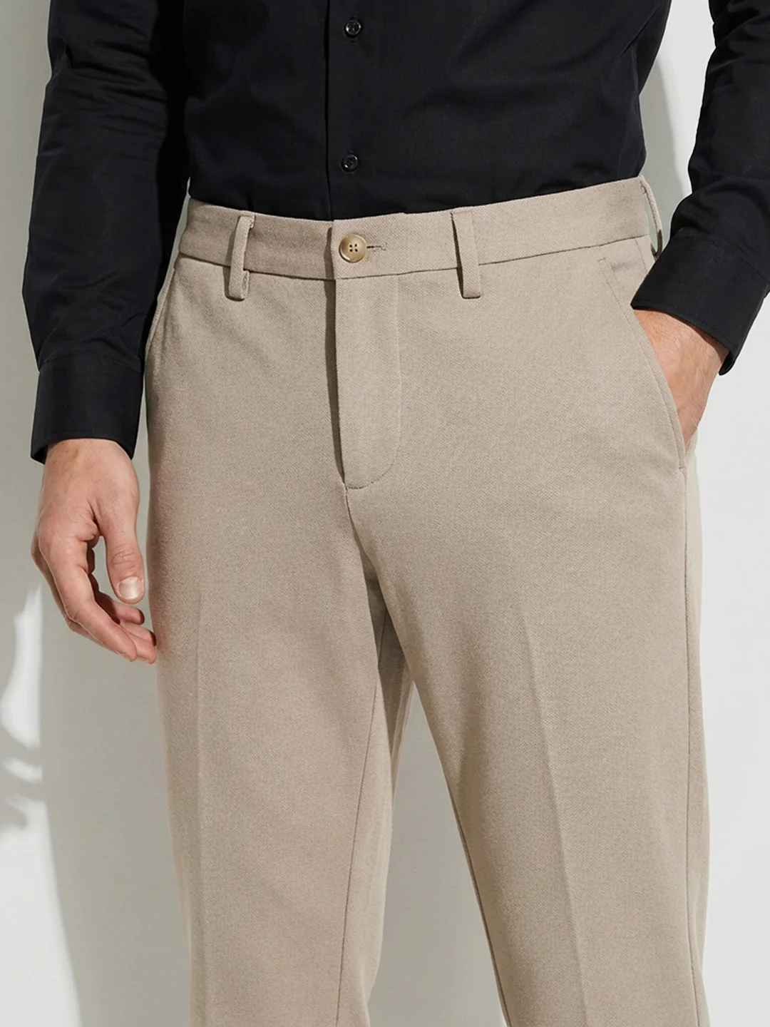 Beige Cropped Men's Chinos by Being Human Clothing - Image 5