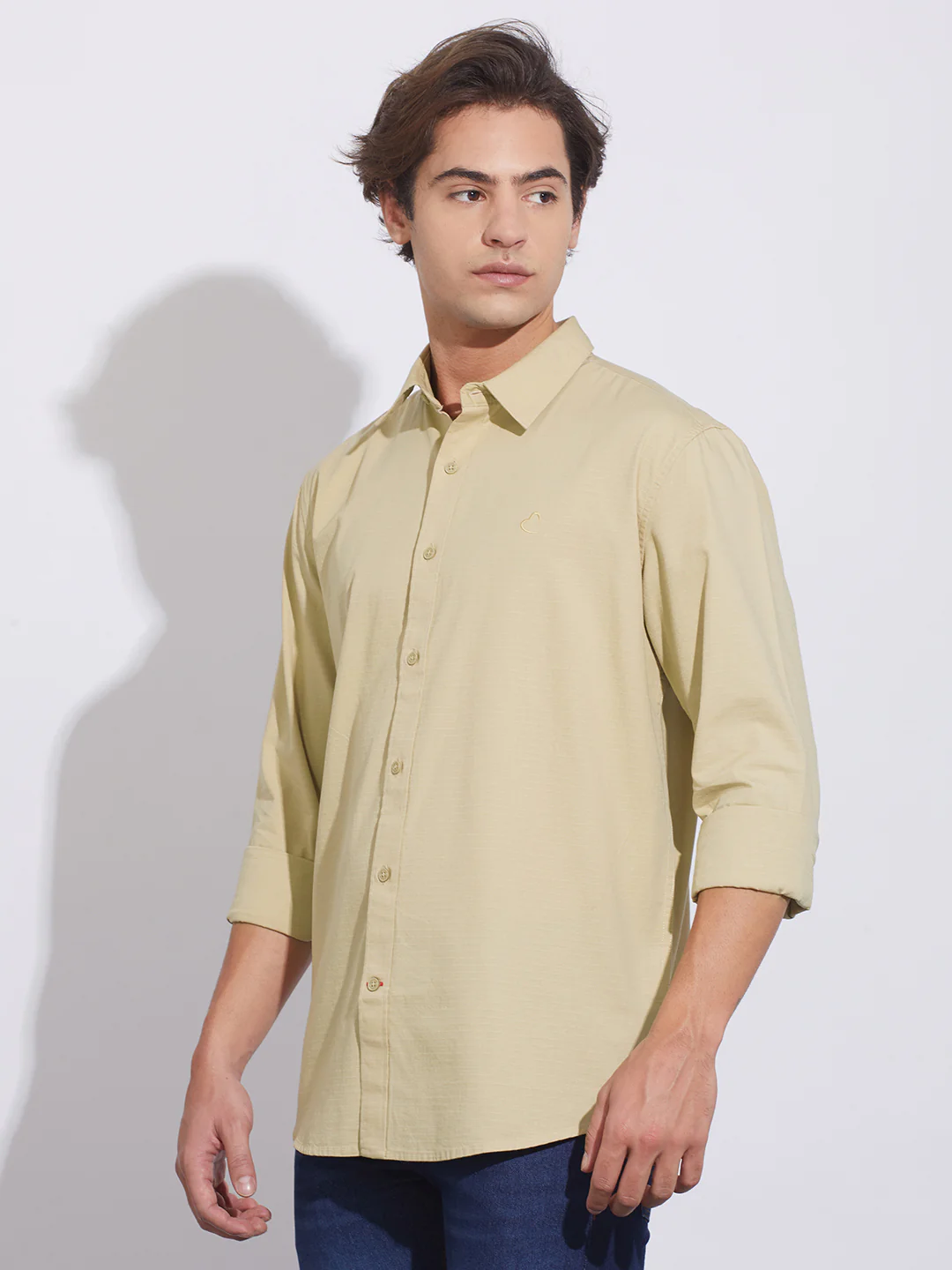 Beige Moderno Fit Regular Collar Men's Shirt by Being Human Clothing - Image 2