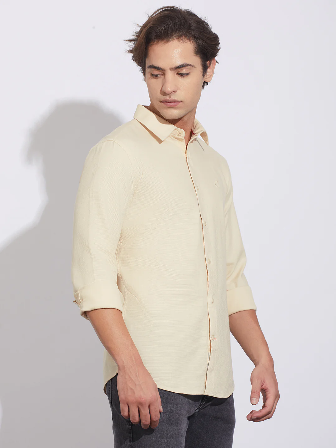 Beige Moderno Fit Regular Collar Shirt for Men by Being Human Clothing - Image 2