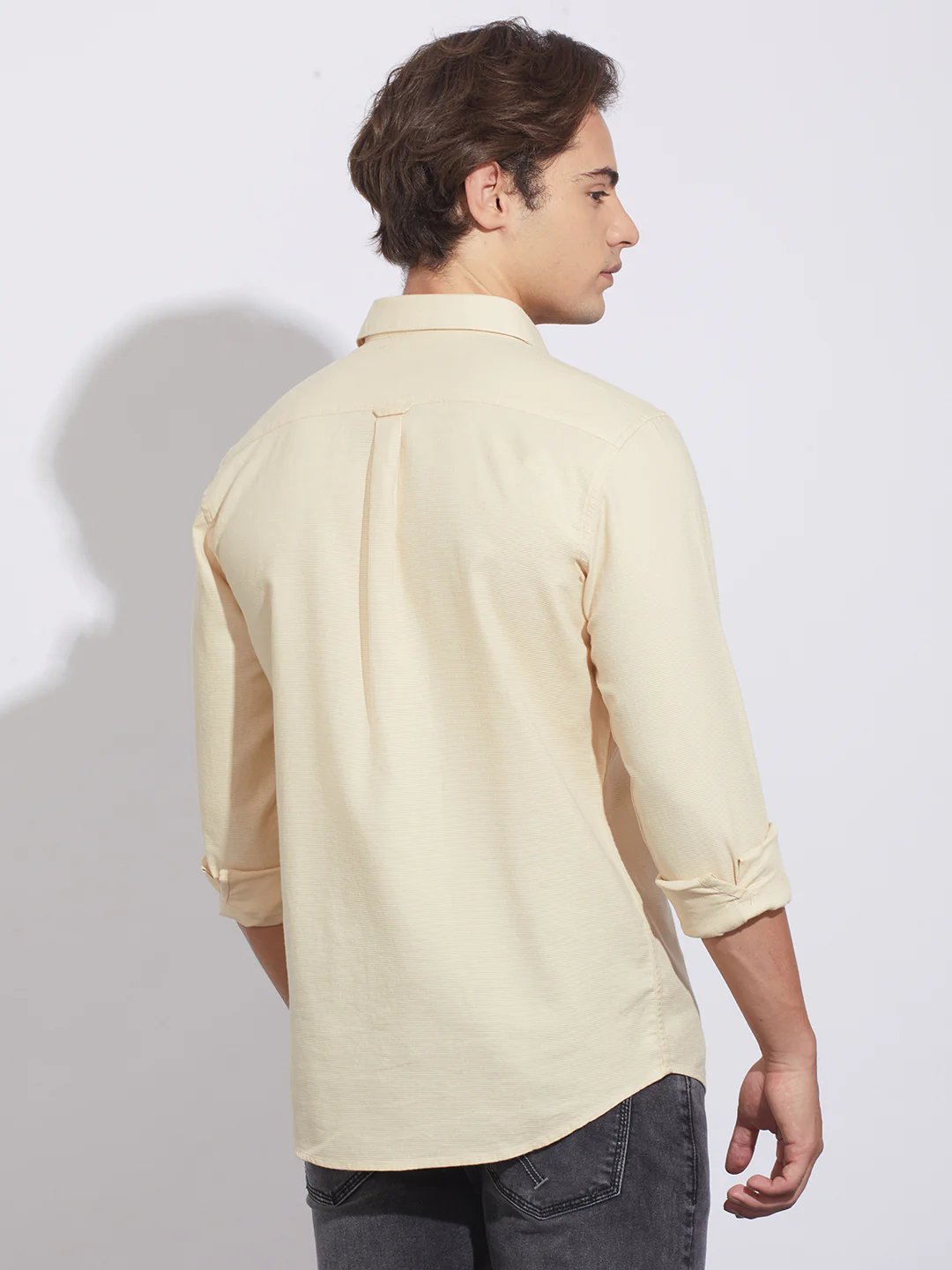Beige Moderno Fit Regular Collar Shirt for Men by Being Human Clothing - Image 3