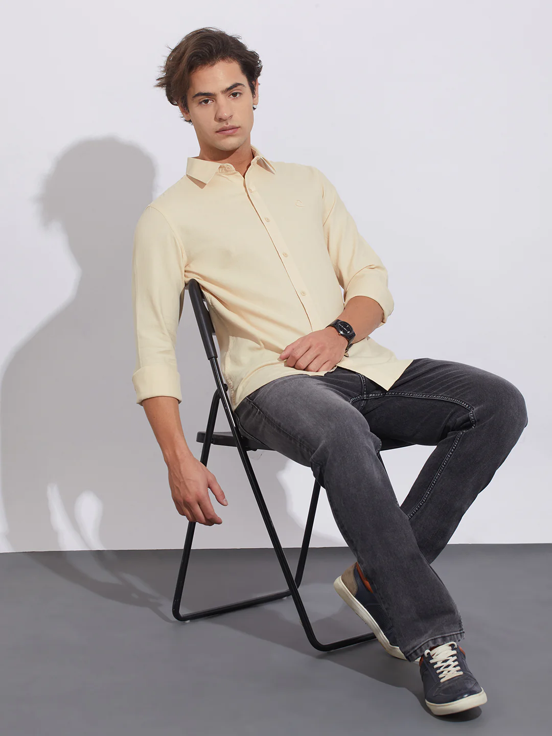 Beige Moderno Fit Regular Collar Shirt for Men by Being Human Clothing - Image 4