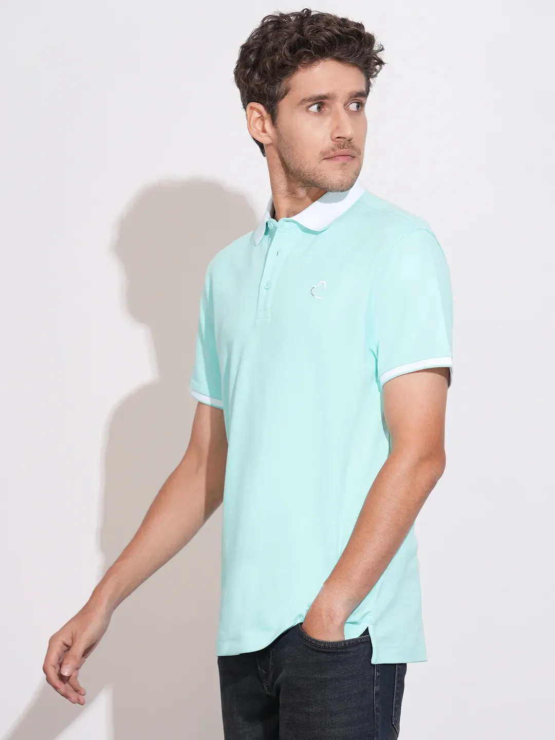 Aqua Regular Fit Men's Polo T-Shirt by Being Human Clothing - Image 2