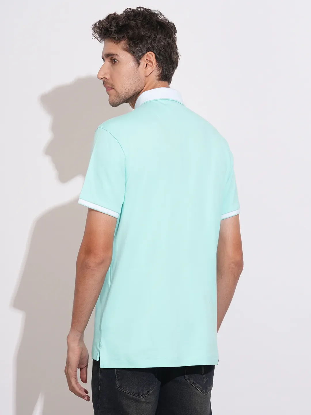 Aqua Regular Fit Men's Polo T-Shirt by Being Human Clothing - Image 3