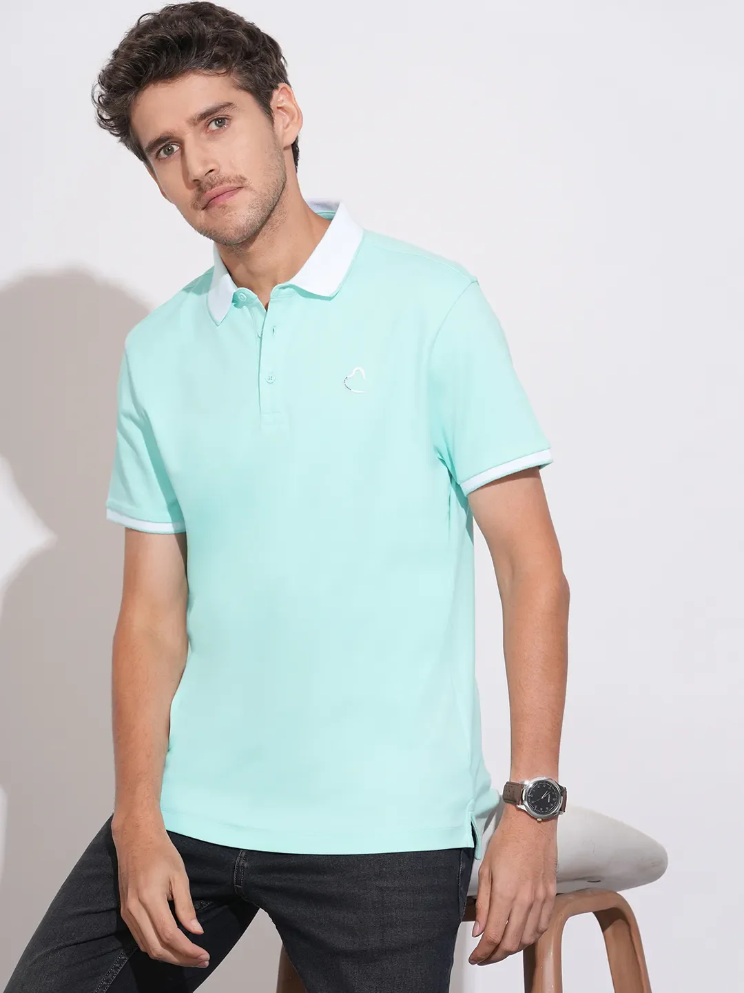 Aqua Regular Fit Men's Polo T-Shirt by Being Human Clothing - Image 6