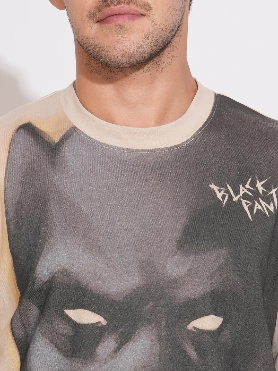 Beige Easy Fit Round Neck Men's T-Shirt by Being Human Clothing - Image 5