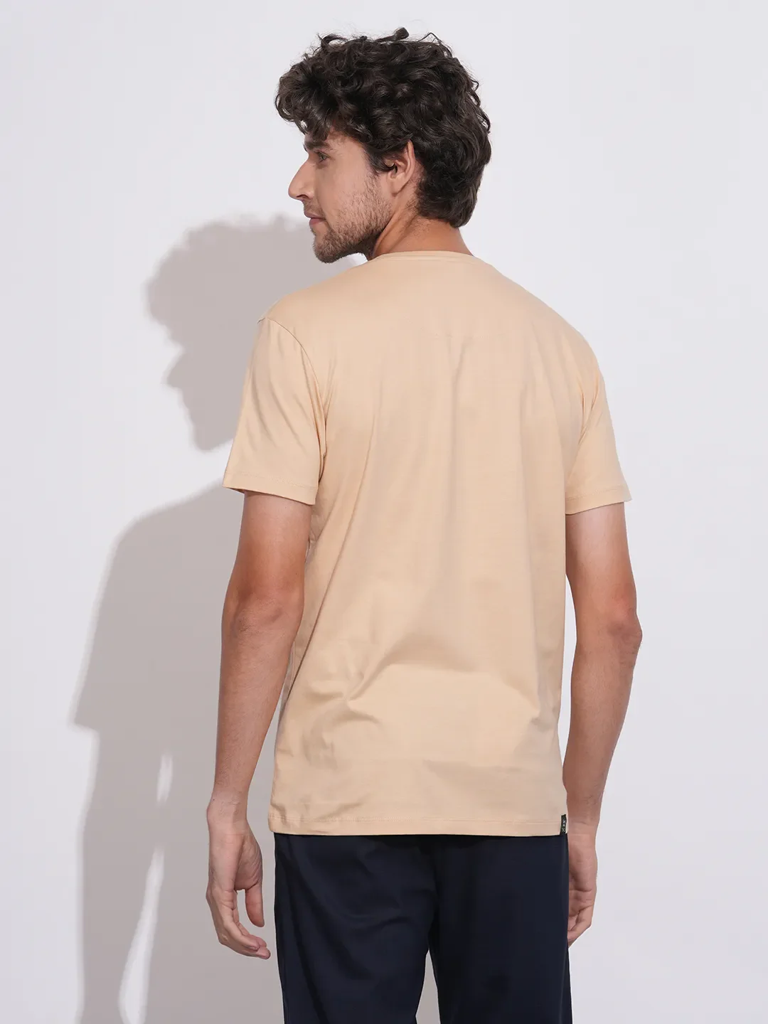 Beige Moderno Fit Round Neck Men's T-Shirt by Being Human Clothing - Image 3