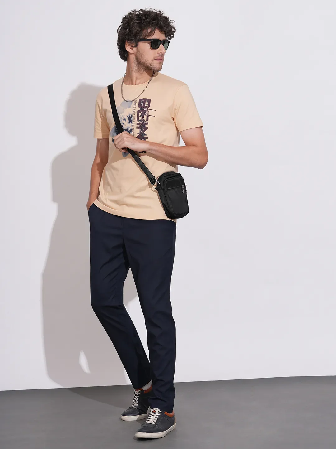 Beige Moderno Fit Round Neck Men's T-Shirt by Being Human Clothing - Image 4