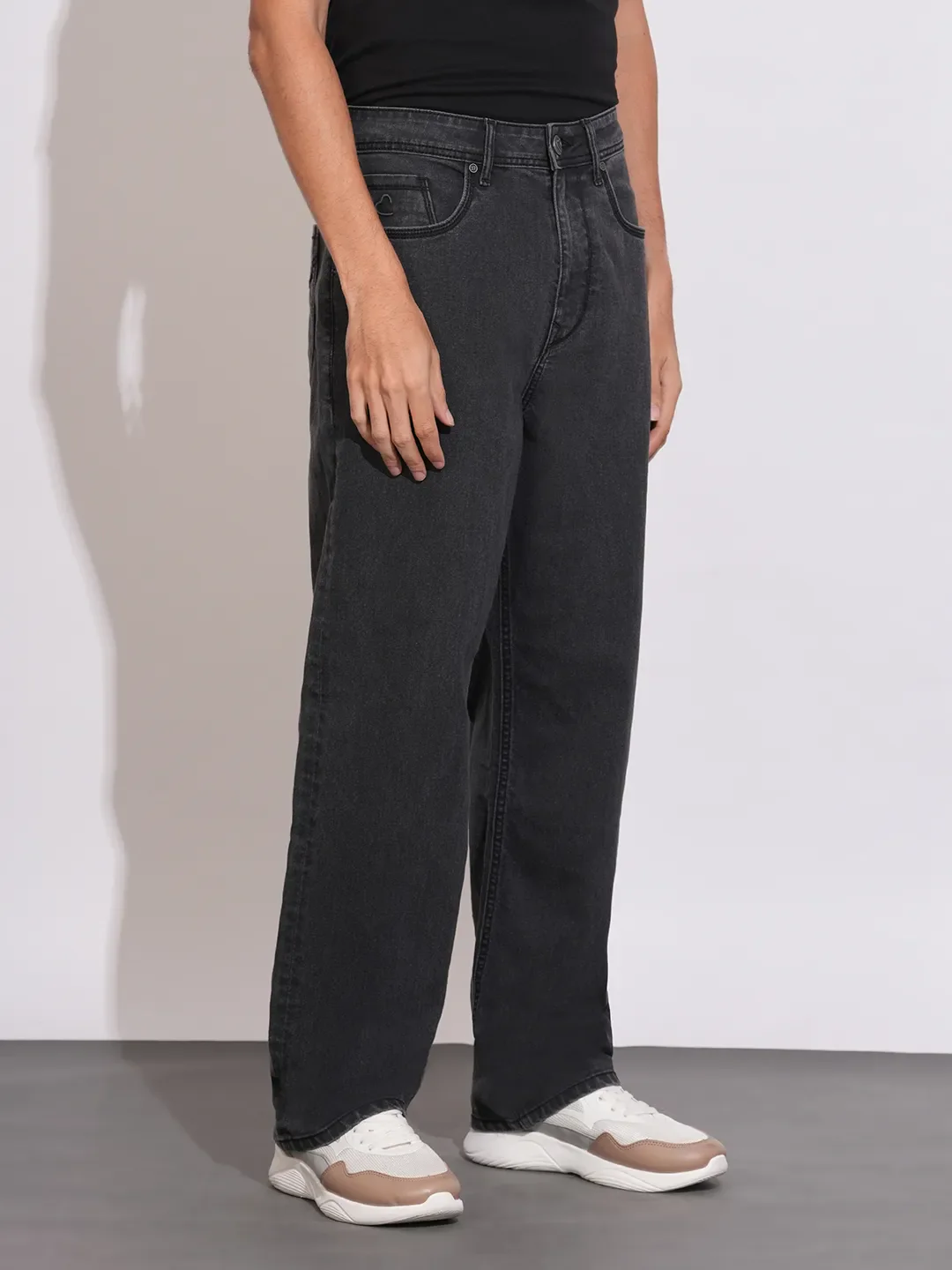 Black Anti Fit Denims For Men By Being Human Clothing - Image 2