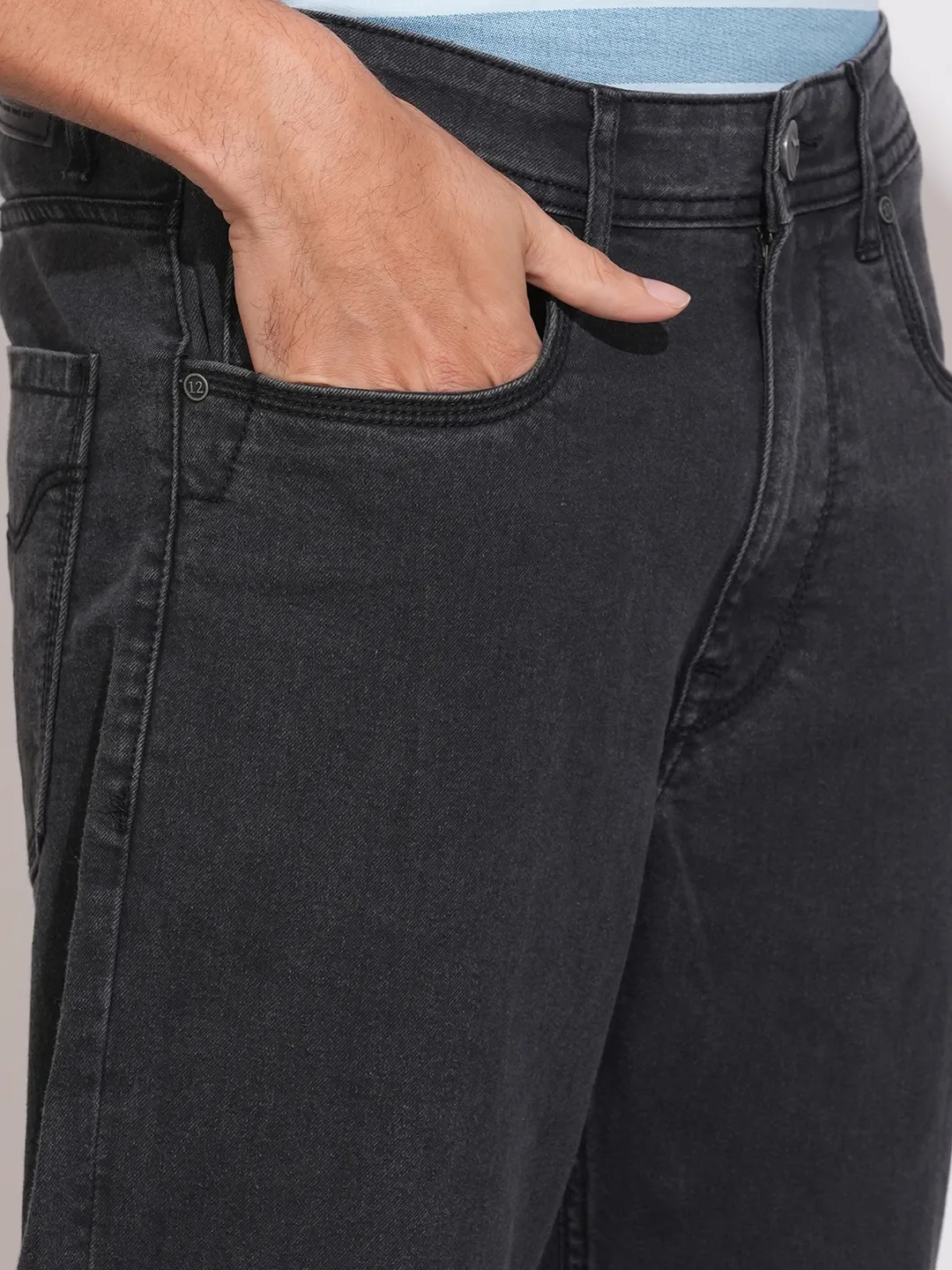 Black Boot Cut Fit Denims For Men By Being Human Clothing - Image 5