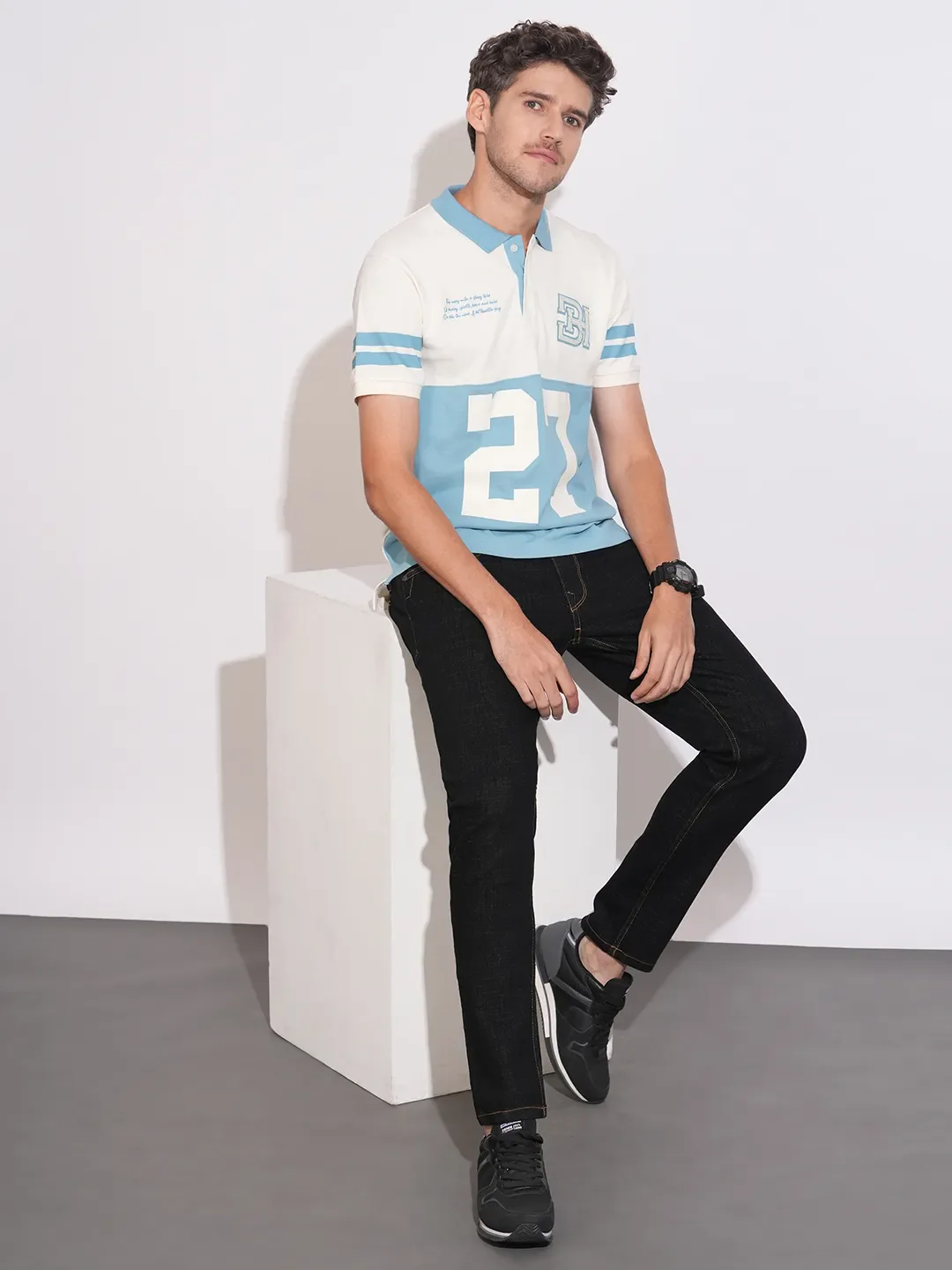Black Cropped Fit Denims For Men By Being Human Clothing - Image 4