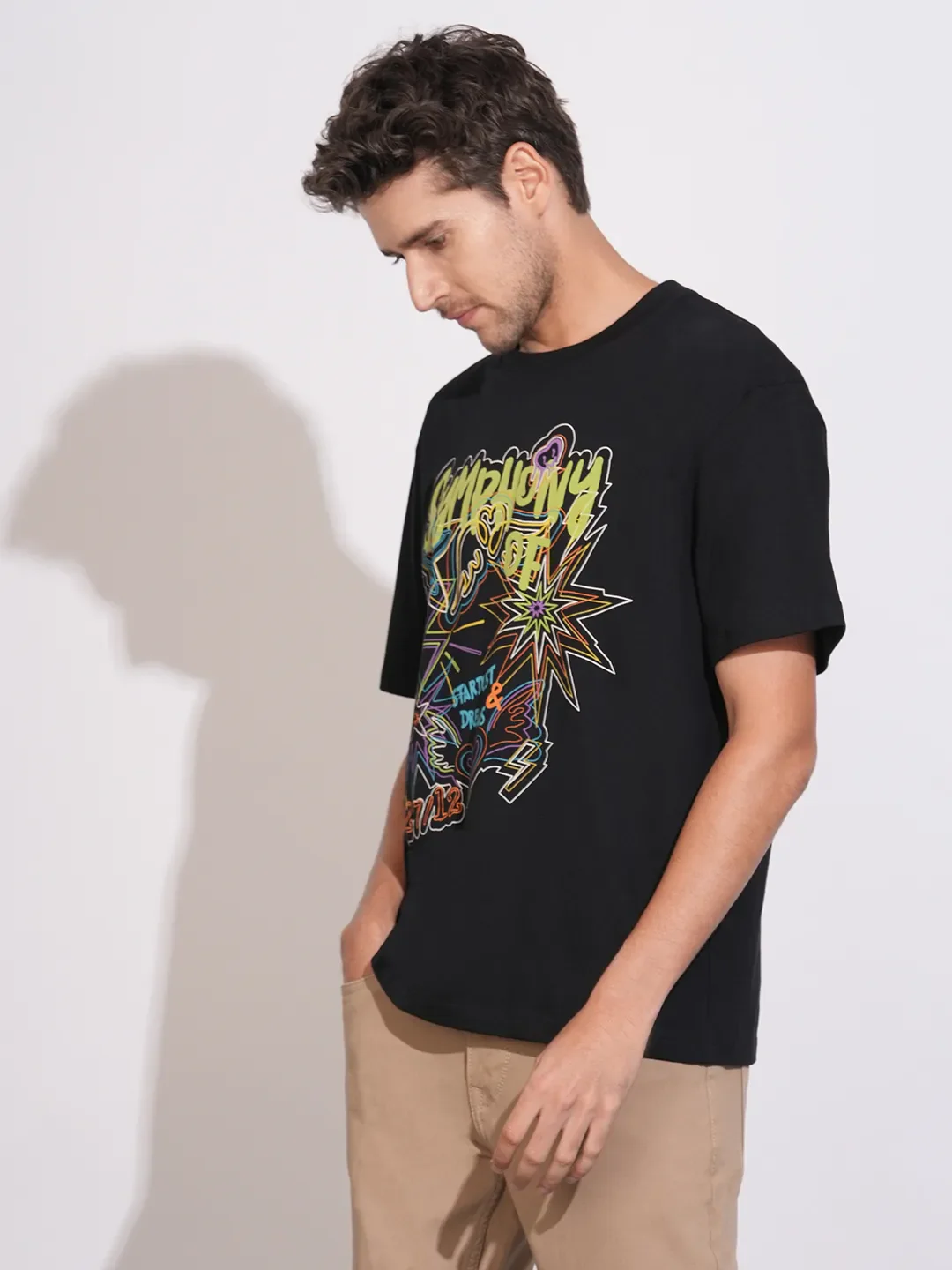 Black Easy Fit Men's Short Sleeves T-Shirt by Being Human Clothing - Image 2
