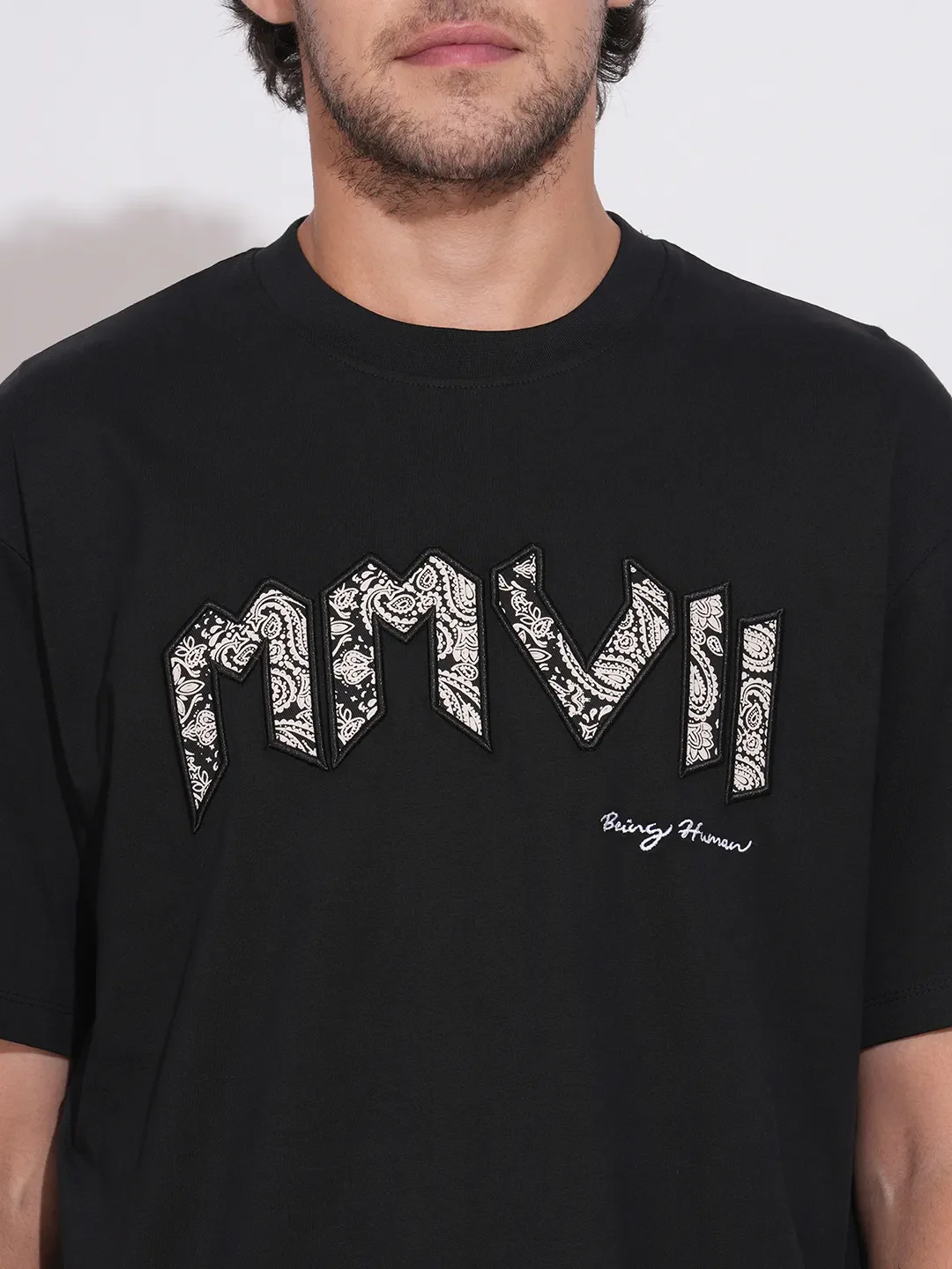 Black Easy Fit Round Neck Men's T-Shirt by Being Human Clothing - Image 5