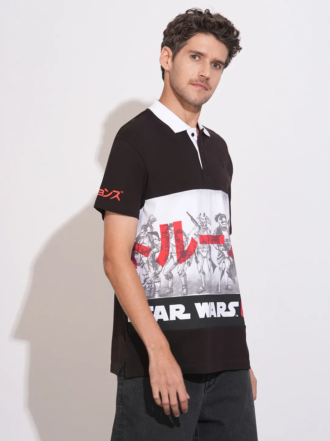 Black Easy Fit Men's Polo T-Shirt by Being Human Clothing - Image 2