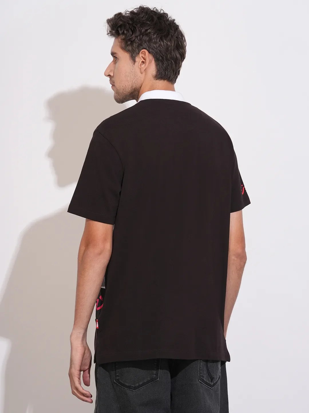 Black Easy Fit Men's Polo T-Shirt by Being Human Clothing - Image 3