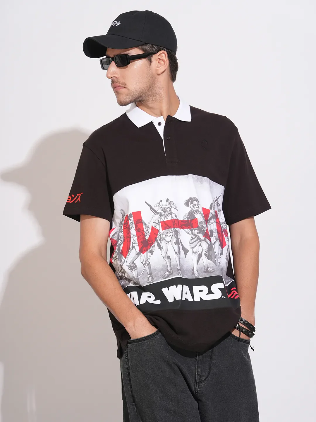 Black Easy Fit Men's Polo T-Shirt by Being Human Clothing - Image 6