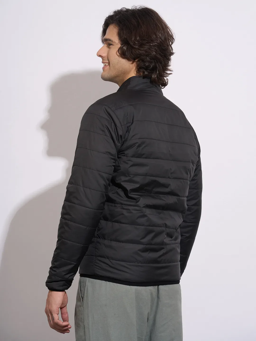 Black Regular Fit Long Sleeves Polyester Men's Jacket by Being Human Clothing - Image 3