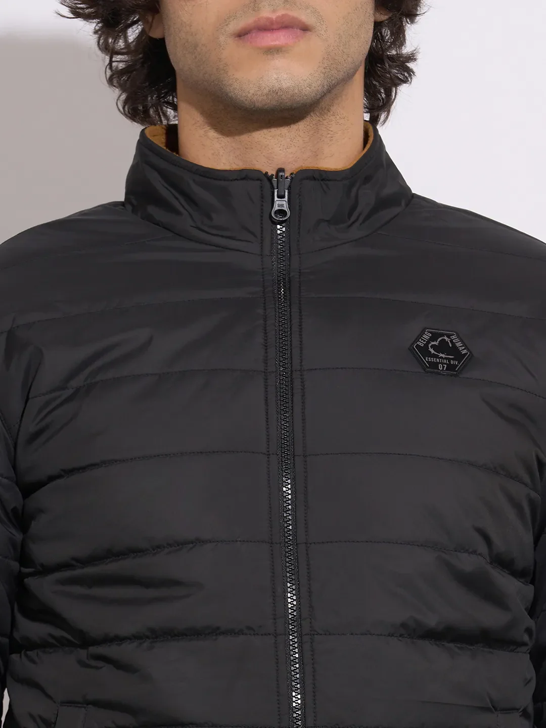 Black Regular Fit Long Sleeves Polyester Men's Jacket by Being Human Clothing - Image 5