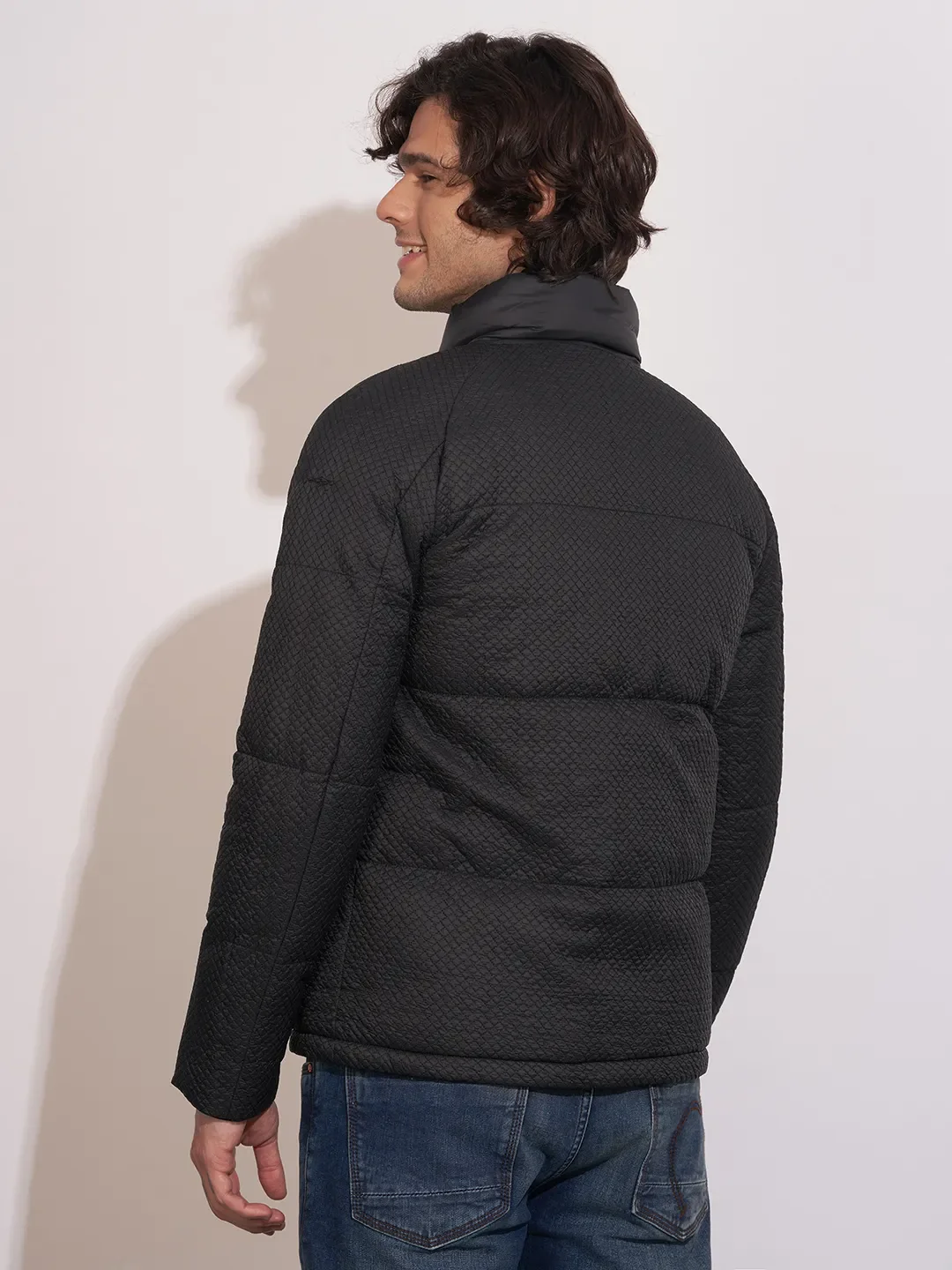 Black Regular Fit Men's Jacket by Being Human Clothing - Image 3