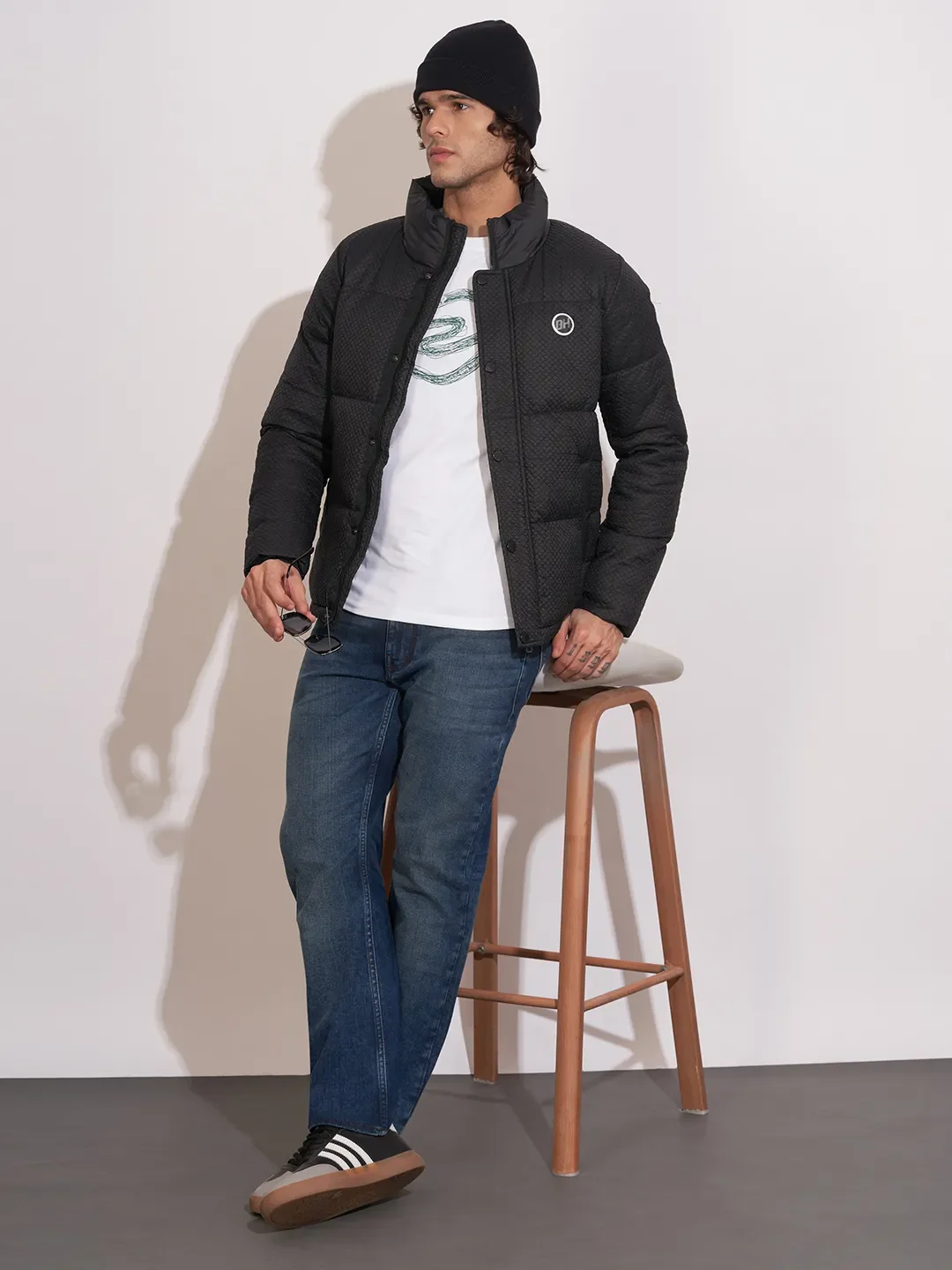 Black Regular Fit Men's Jacket by Being Human Clothing - Image 4