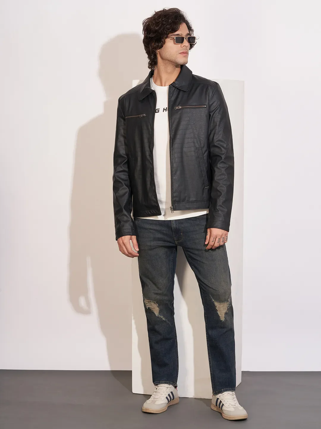 Black Regular Fit Long Sleeves Polyester Men's Jacket by Being Human Clothing - Image 4