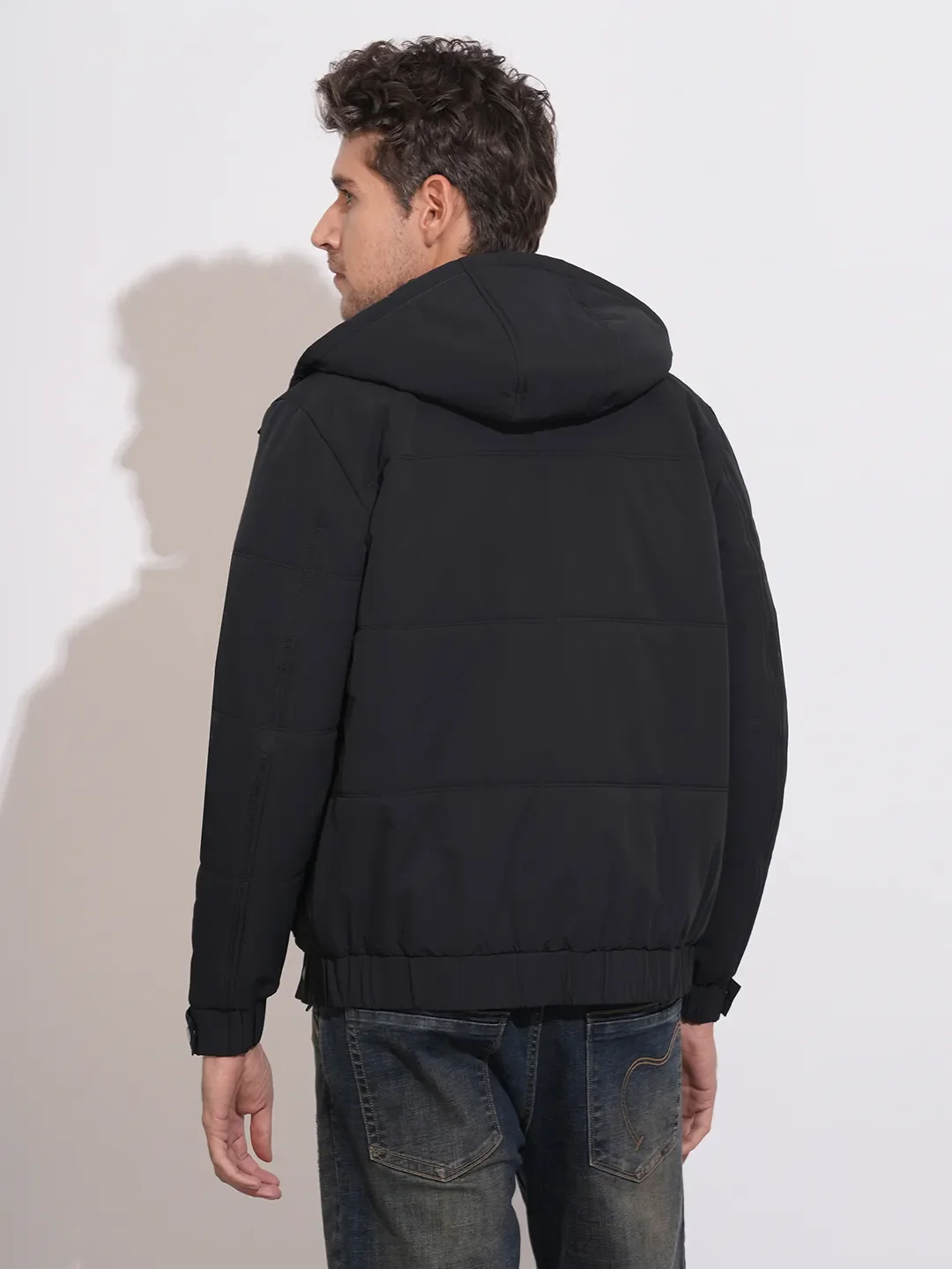Black Regular Fit Long Sleeves Polyester Men's Jacket by Being Human Clothing - Image 3
