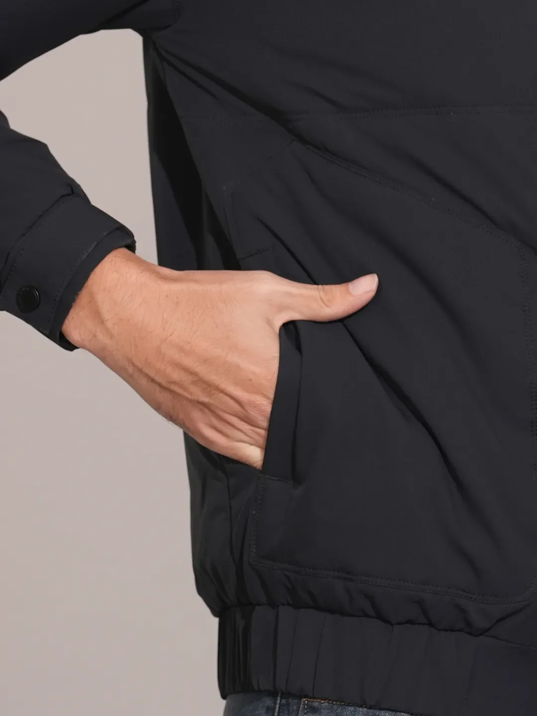 Black Regular Fit Long Sleeves Polyester Men's Jacket by Being Human Clothing - Image 7