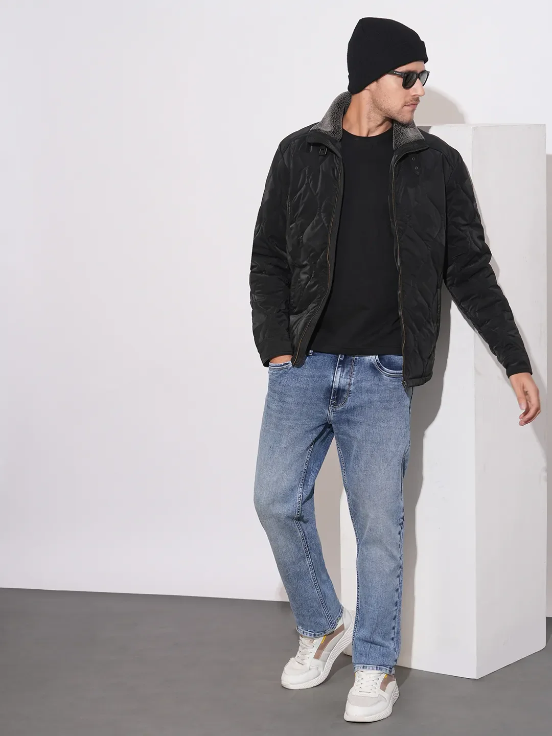 Black Regular Fit Long Sleeves Polyester Men's Jacket by Being Human Clothing - Image 4