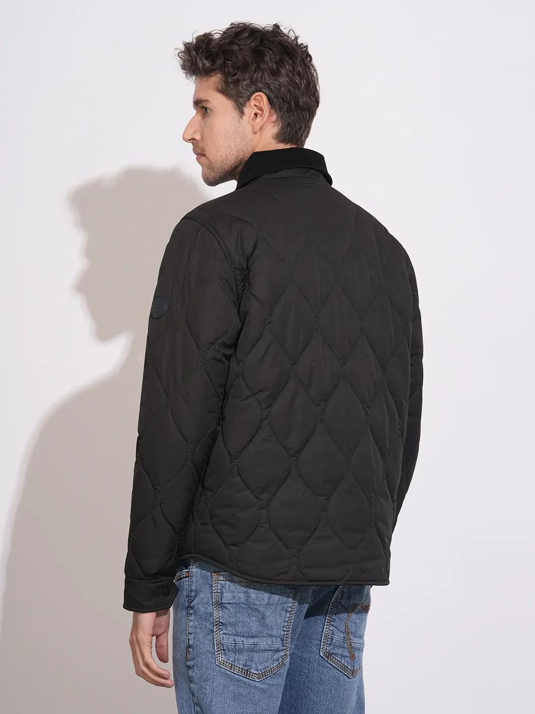 Black Regular Fit Long Sleeves Polyester Men's Jacket by Being Human Clothing - Image 3