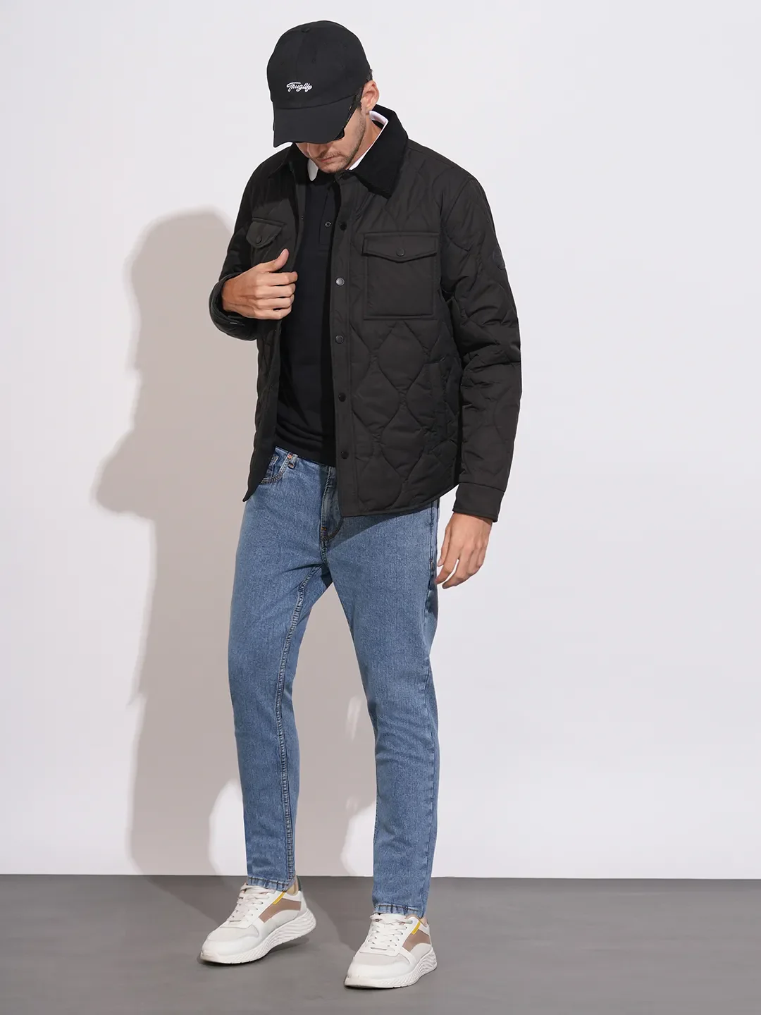 Black Regular Fit Long Sleeves Polyester Men's Jacket by Being Human Clothing - Image 4