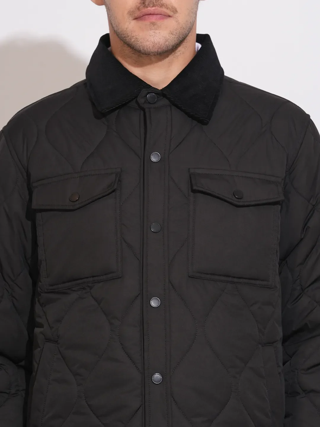 Black Regular Fit Long Sleeves Polyester Men's Jacket by Being Human Clothing - Image 5