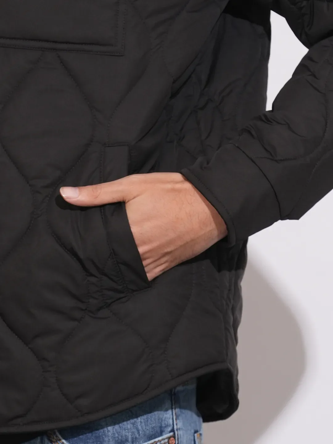Black Regular Fit Long Sleeves Polyester Men's Jacket by Being Human Clothing - Image 7