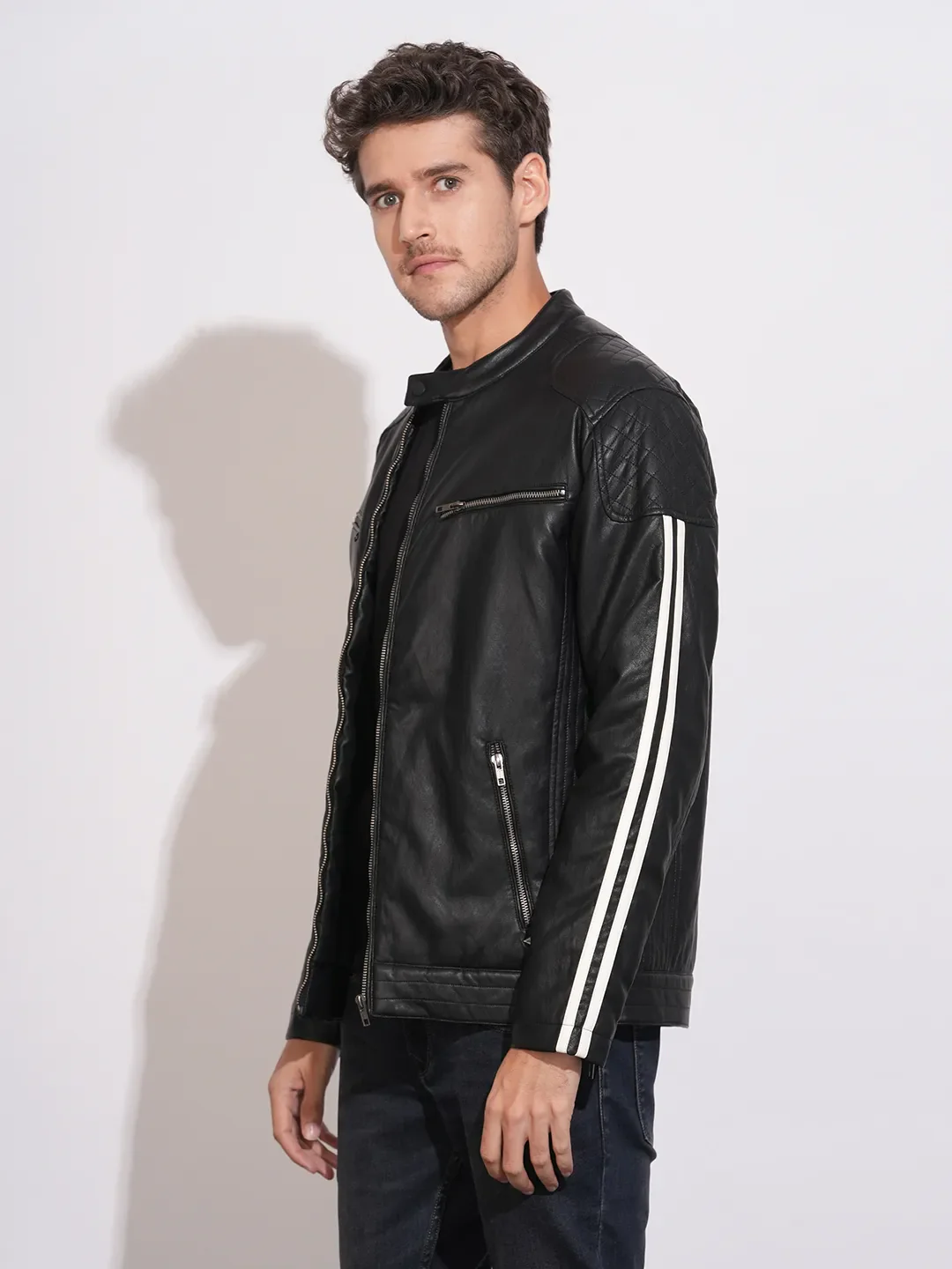 Black Regular Fit Long Sleeves Polyester Men's Jacket by Being Human Clothing - Image 2
