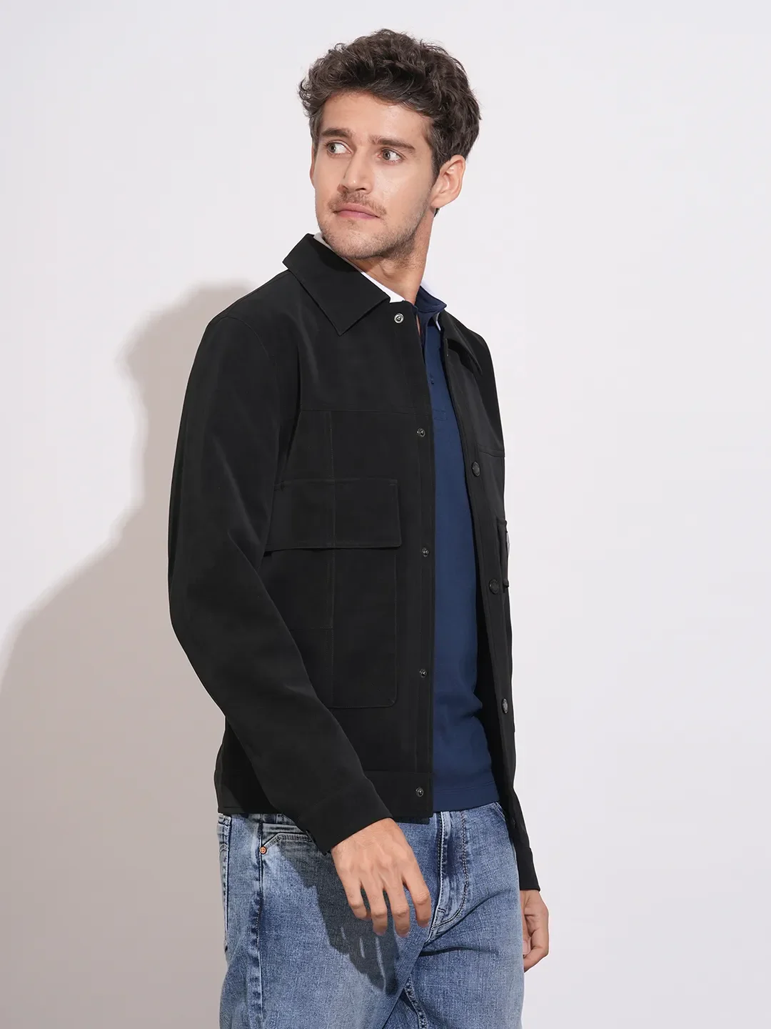 Black Regular Fit Men's Jacket by Being Human Clothing - Image 2