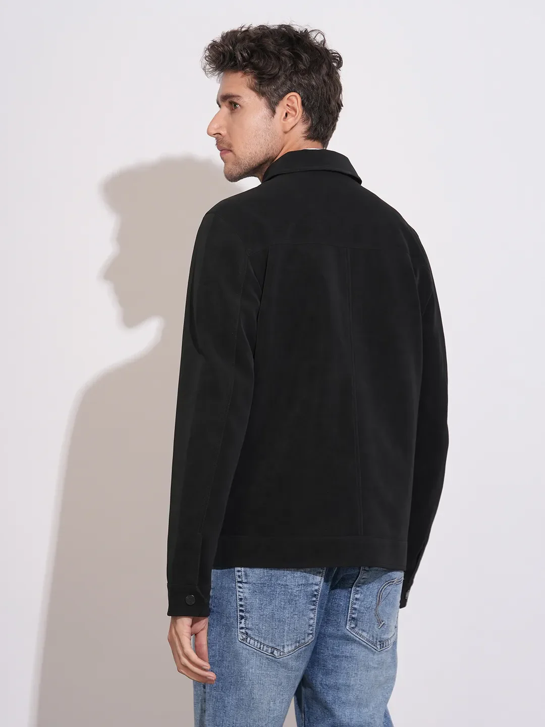 Black Regular Fit Men's Jacket by Being Human Clothing - Image 3