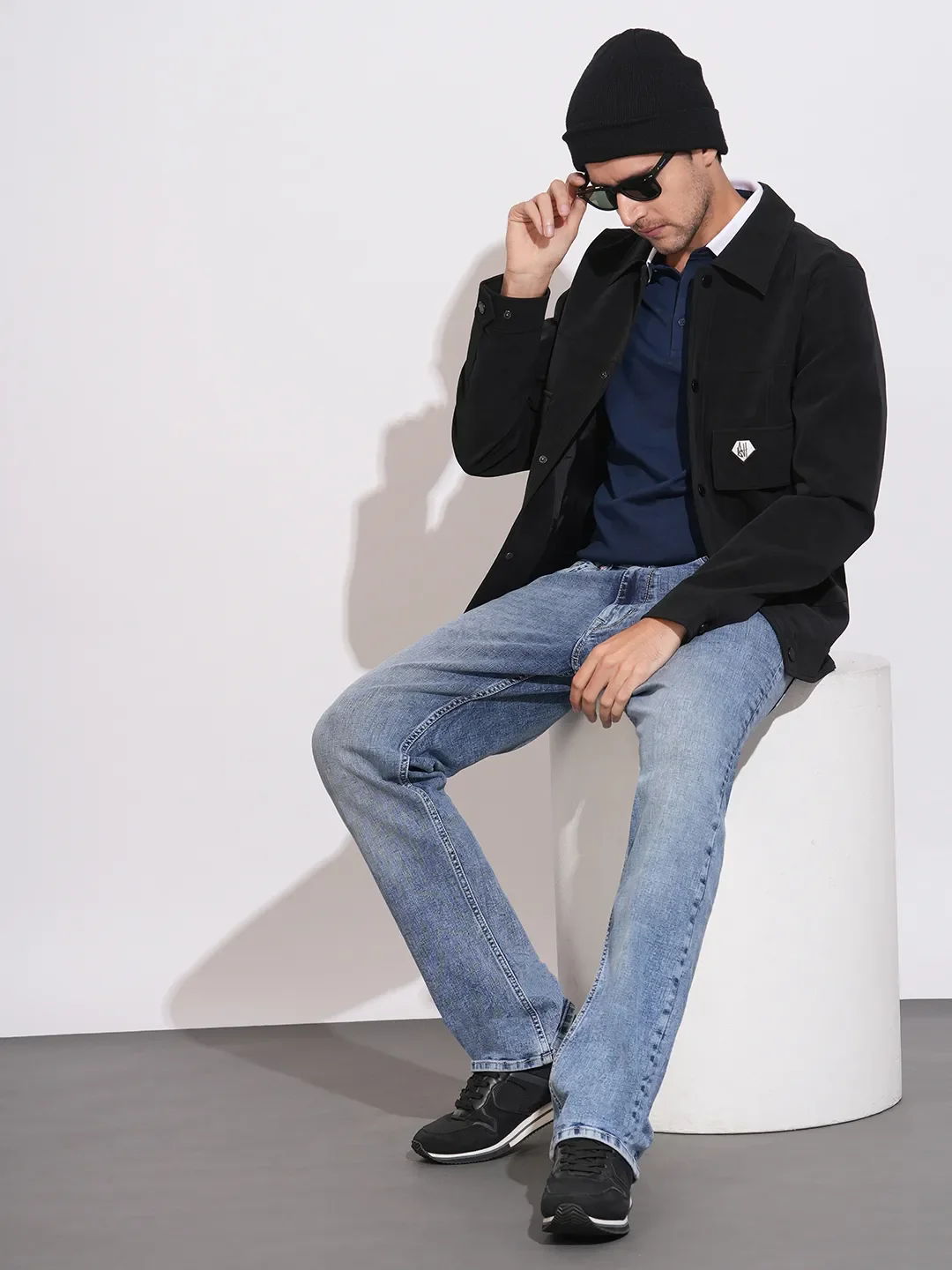 Black Regular Fit Men's Jacket by Being Human Clothing - Image 4