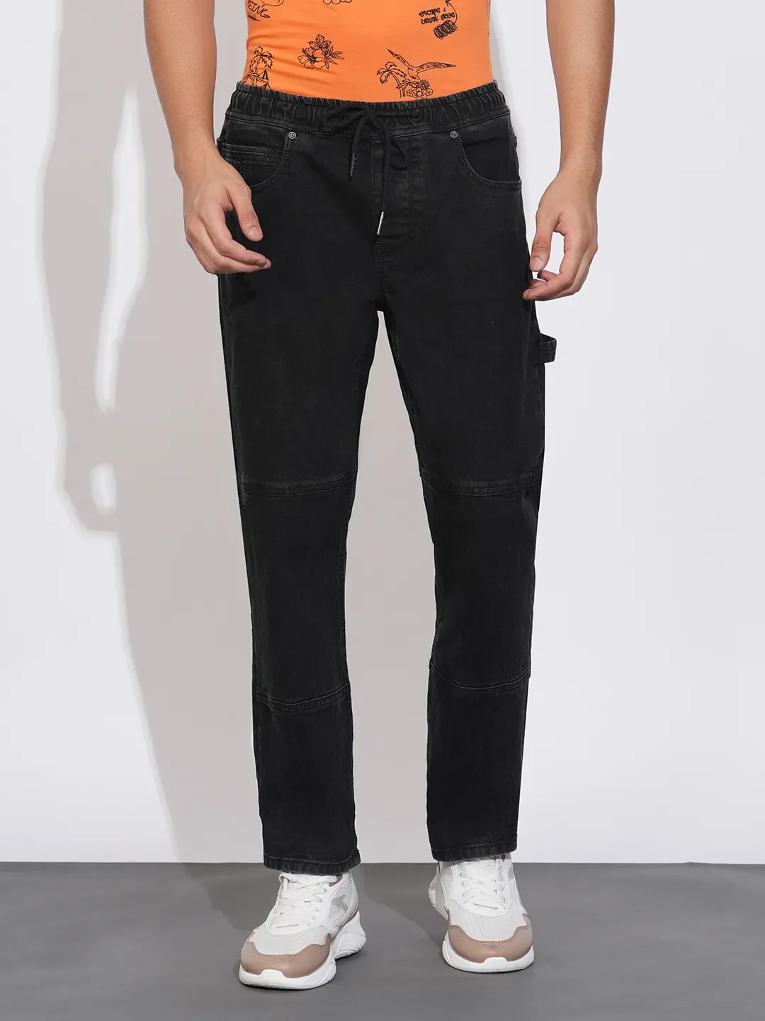 Black Straight Fit Joggers For Men By Being Human Clothing