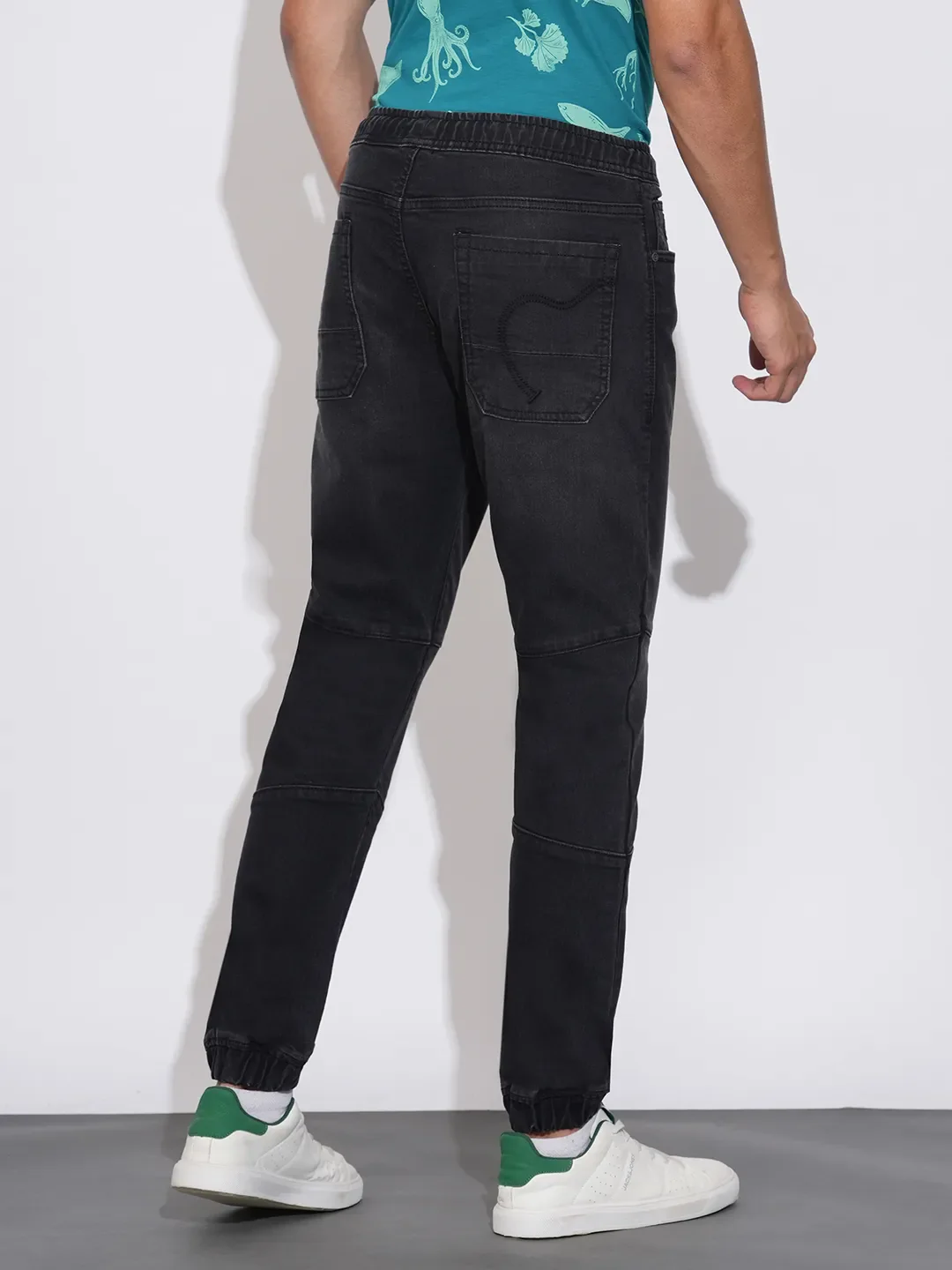 Black Slim Fit Joggers For Men By Being Human Clothing - Image 3