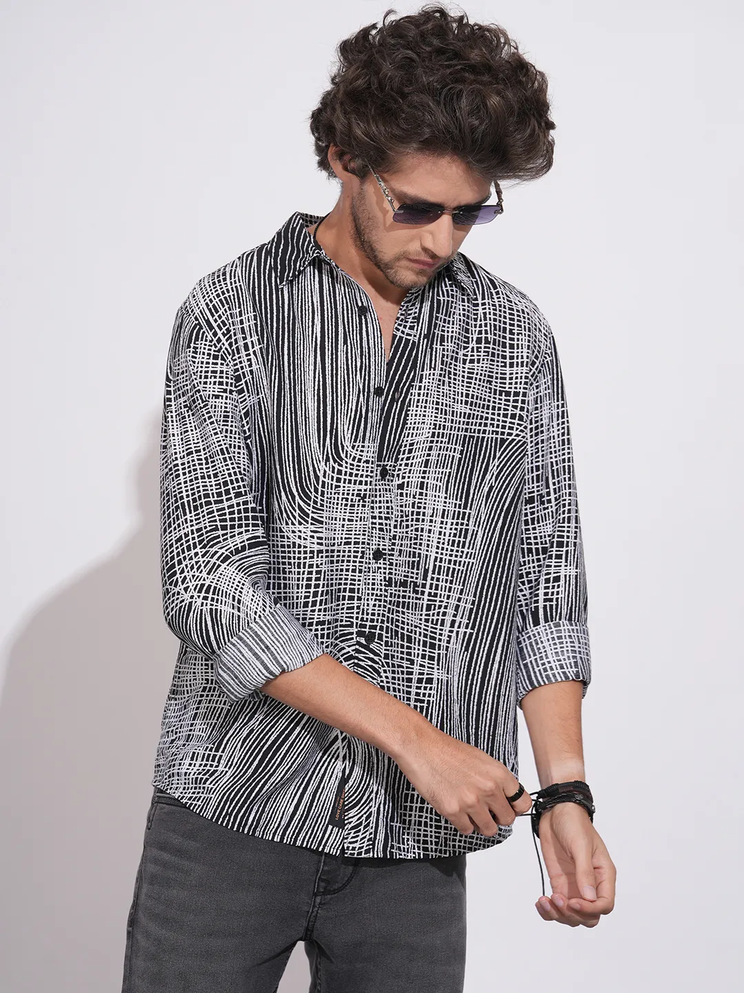 Black Moderno Fit Regular Collar Long Sleeves Viscose Blend Men's Shirt by Being Human Clothing - Image 6