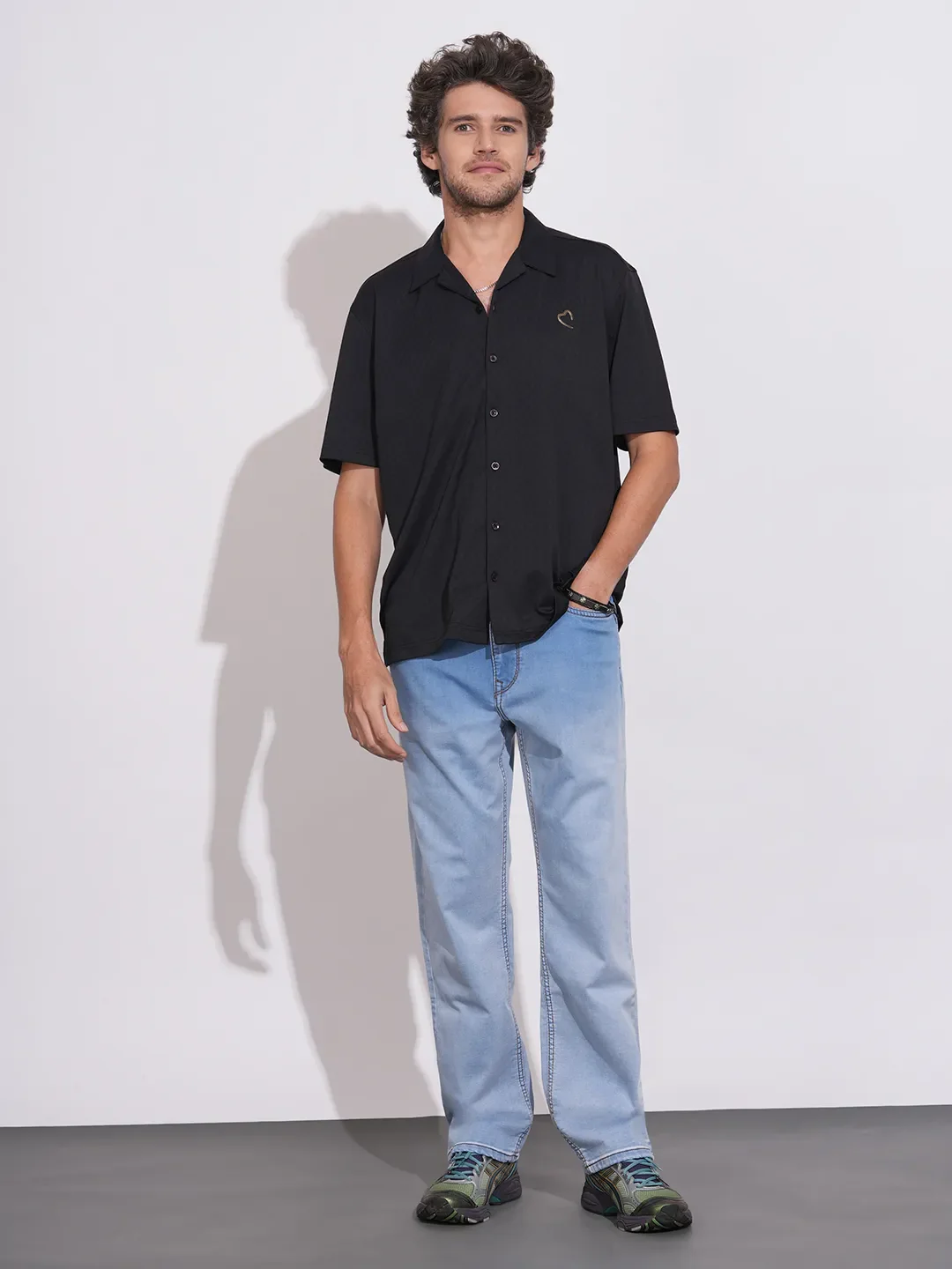 Black Moderno Fit Regular Collar Men's Shirt by Being Human Clothing - Image 4