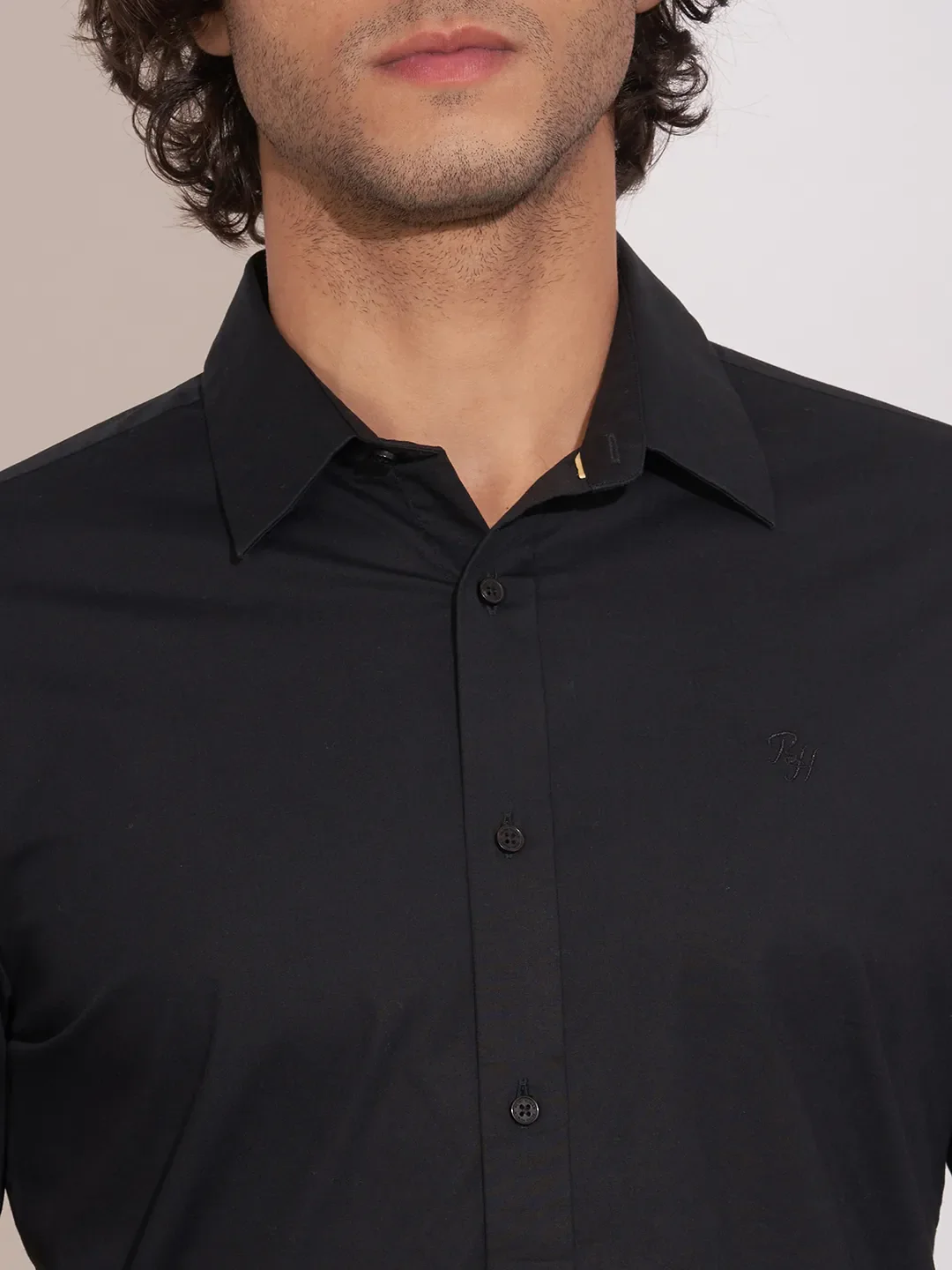 Black Regular Fit Regular Collar Men's Shirt by Being Human Clothing - Image 5
