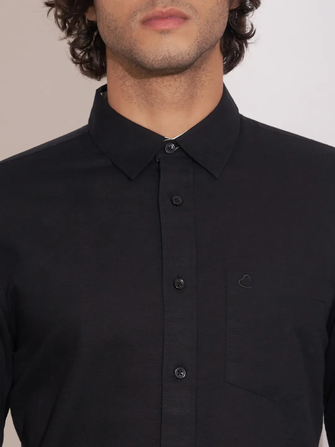 Black Regular Fit Regular Collar Men's Shirt by Being Human Clothing - Image 5