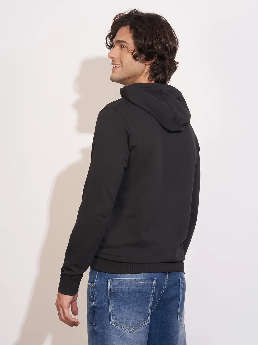 Black Regular Fit Hoodie by Being Human Clothing - Image 3
