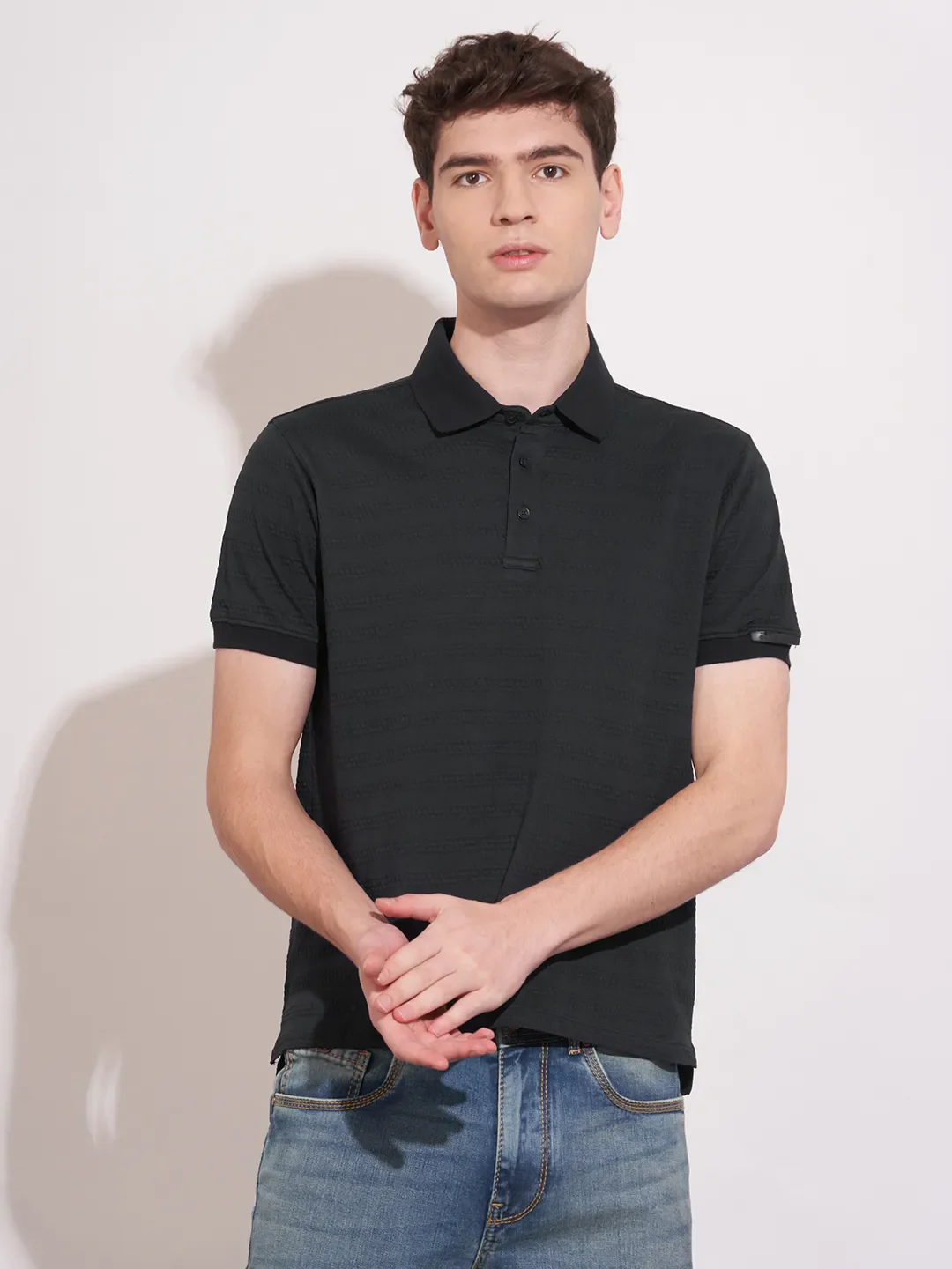 Blue Regular Fit Men's Polo T-Shirt by Being Human Clothing
