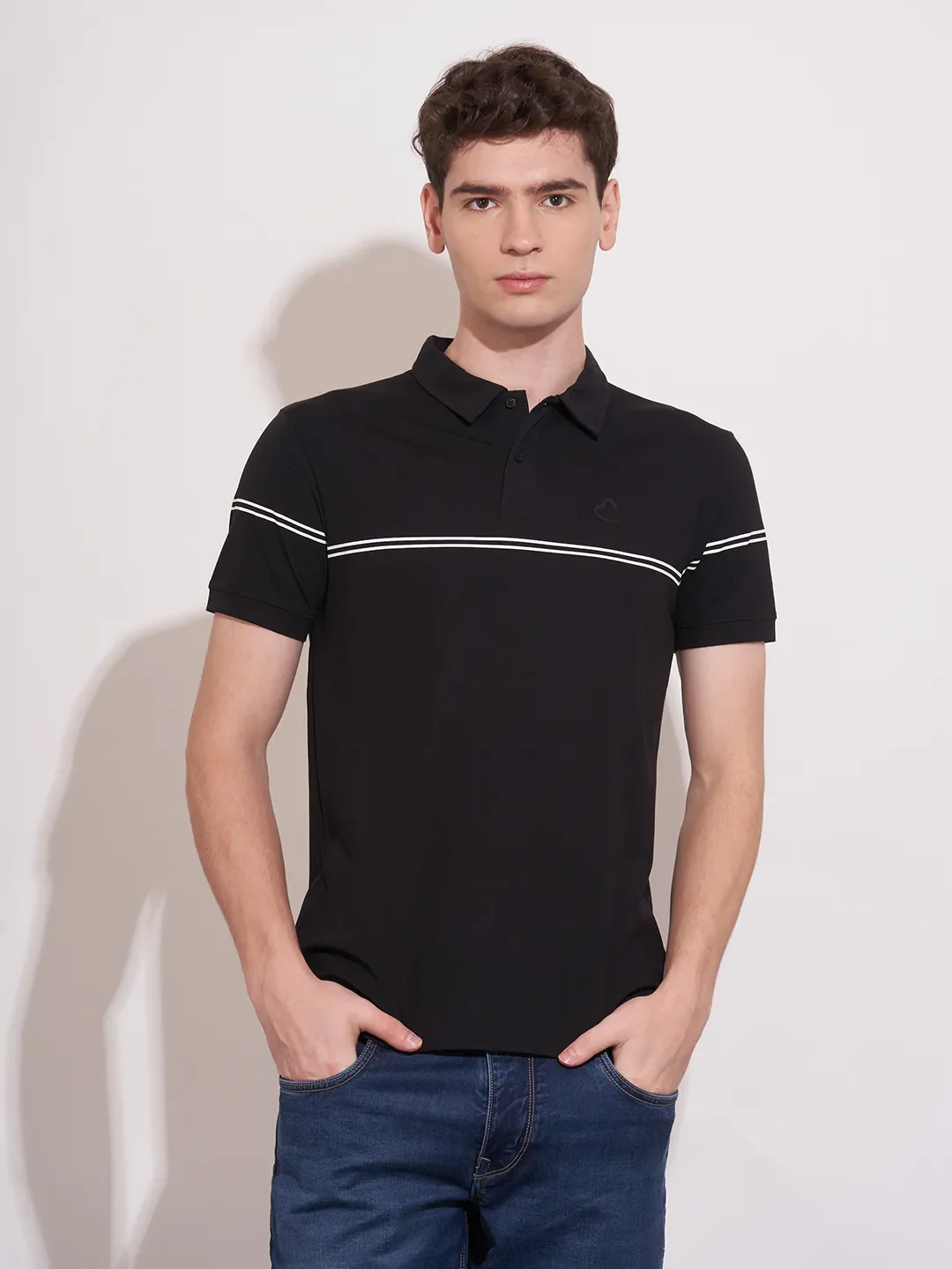 Black Regular Fit Men's Polo T-Shirt by Being Human Clothing