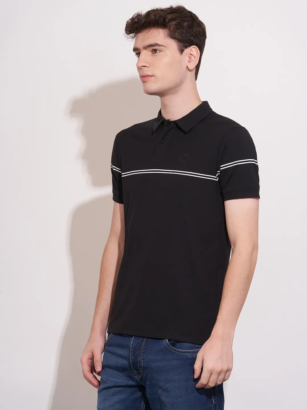 Black Regular Fit Men's Polo T-Shirt by Being Human Clothing - Image 2