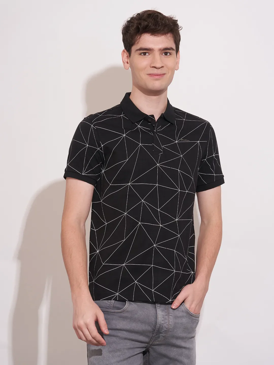 Black Regular Fit Men's Polo T-Shirt by Being Human Clothing