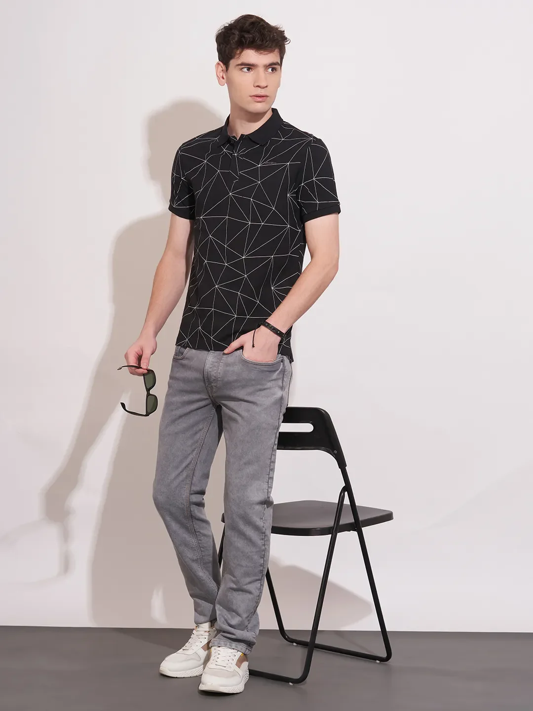 Black Regular Fit Men's Polo T-Shirt by Being Human Clothing - Image 4
