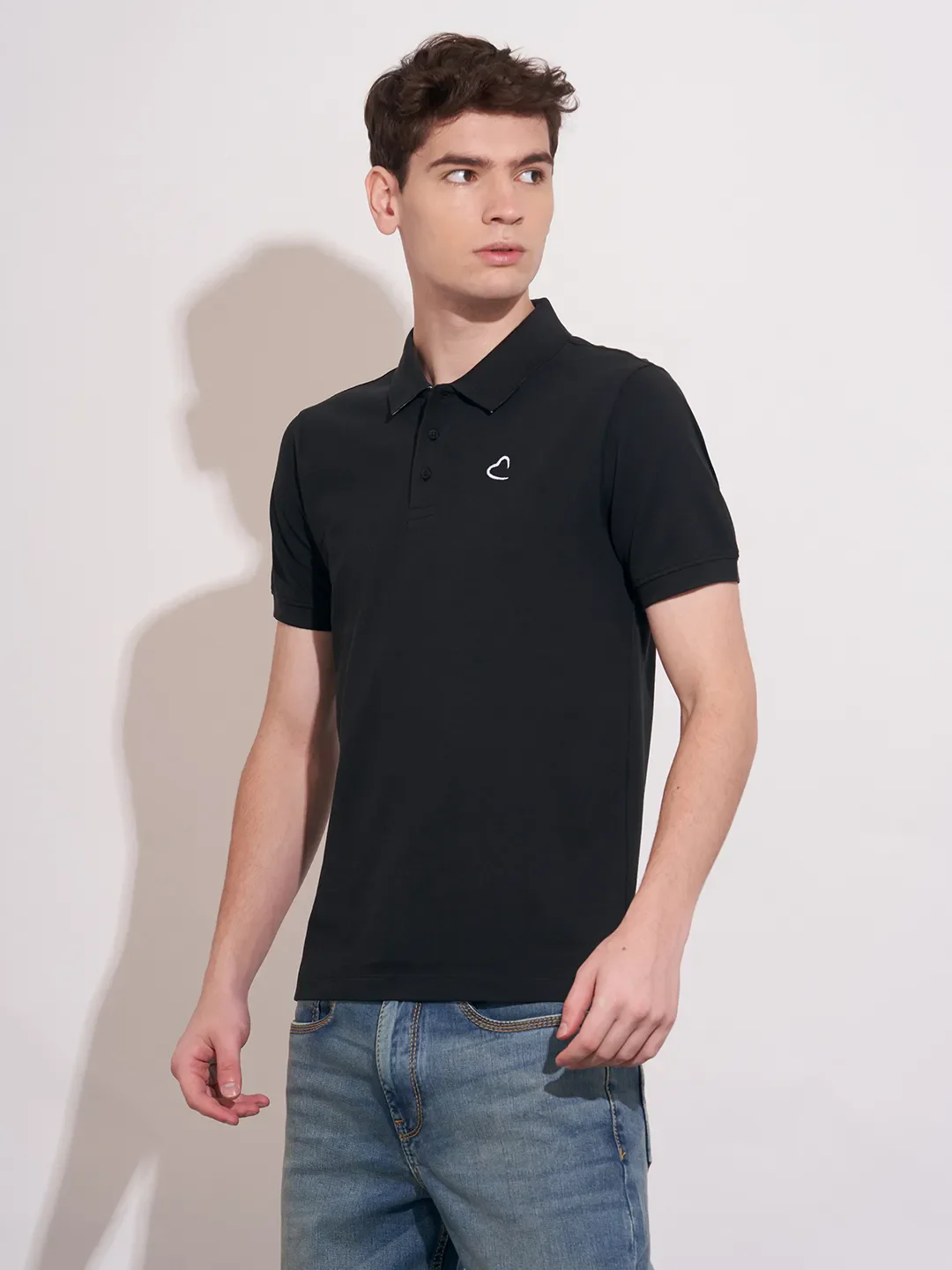 Black Regular Fit Men's Polo T-Shirt by Being Human Clothing - Image 2