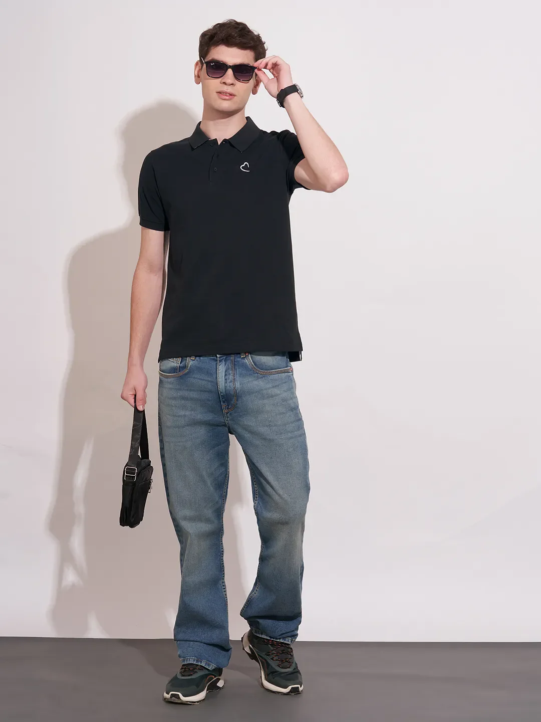 Black Regular Fit Men's Polo T-Shirt by Being Human Clothing - Image 4