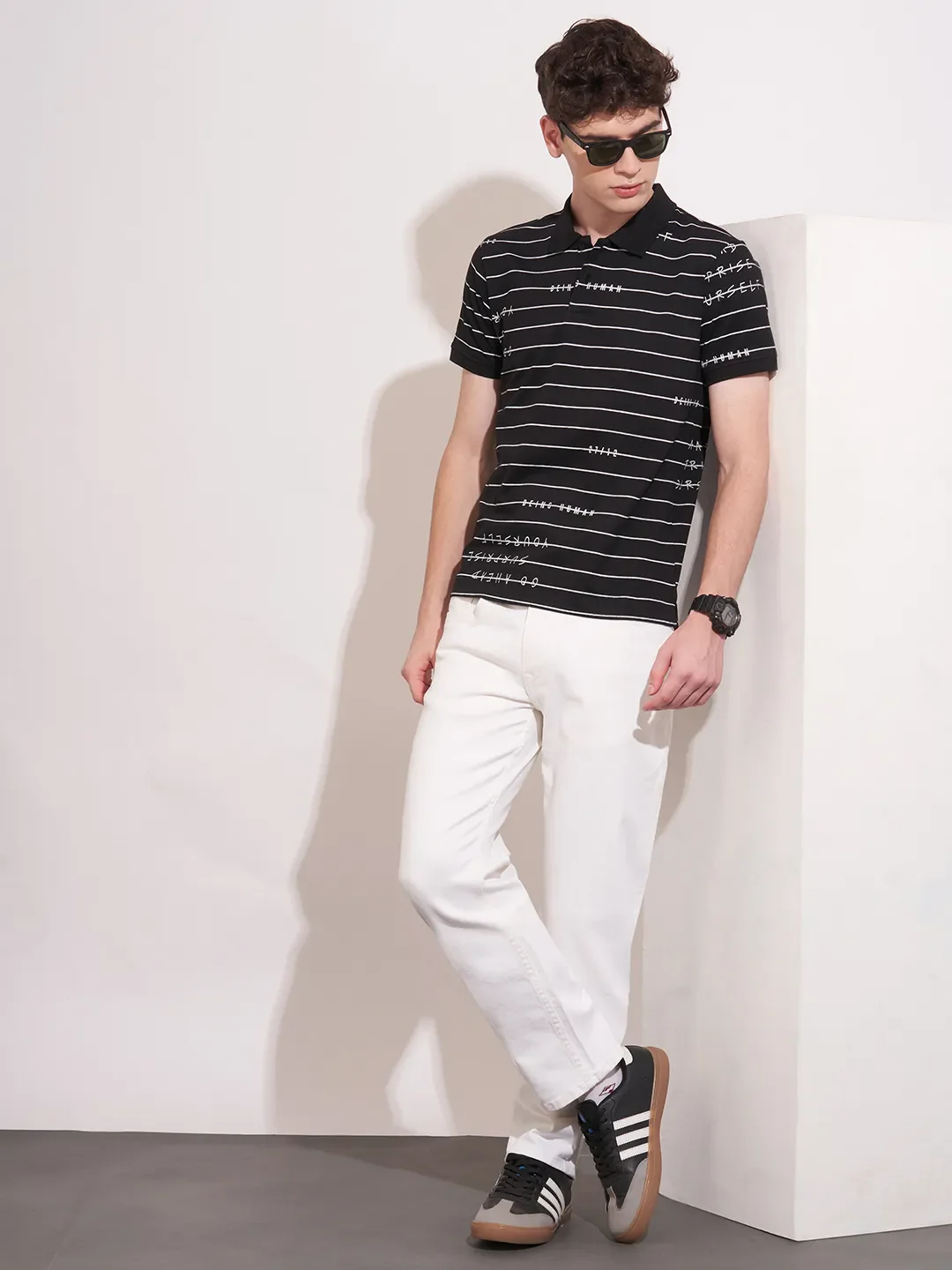 Black Regular Fit Men's Polo T-Shirt by Being Human Clothing - Image 4